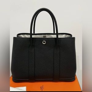Authentic Hermes Garden Party 30 Negonda Noir In Pristine Condition